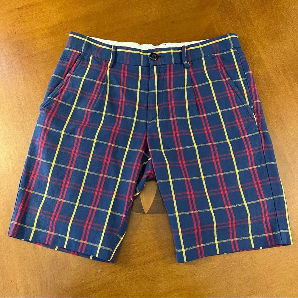 Gant Rugger 9” Plaid Cotton‎ Shorts Blue/Red/Yellow Like New